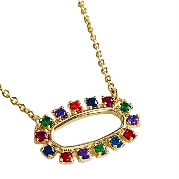 NEW Kendra Scott Open Frame Multicolor Pendant Necklace - Picture 2 of 6